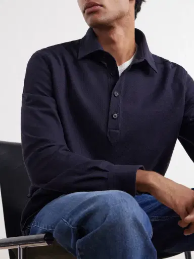 Zegna Cotton and Silk-Blend Piqué Polo Shirt - Men | Thumbnail 5 Zegna Cotton and Silk-Blend Piqué Polo Shirt - Men | Thumbnail 5