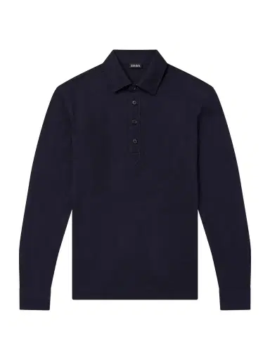 Zegna Cotton and Silk-Blend Piqué Polo Shirt - Men | Thumbnail 1 Zegna Cotton and Silk-Blend Piqué Polo Shirt - Men | Thumbnail 1