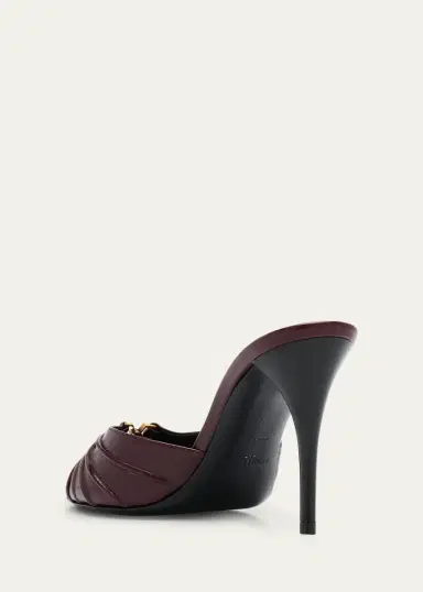 Saint Laurent Babylone YSL Ruched Leather Mule Sandals | Thumbnail 2