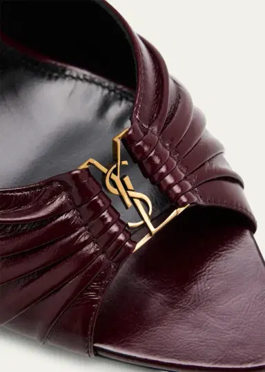 Saint Laurent Babylone YSL Ruched Leather Mule Sandals | Thumbnail 3