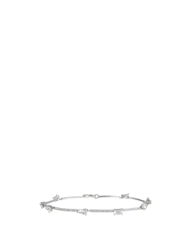Lana 14K White Gold Fancies Curve Link Bracelet with Diamonds, 7"L