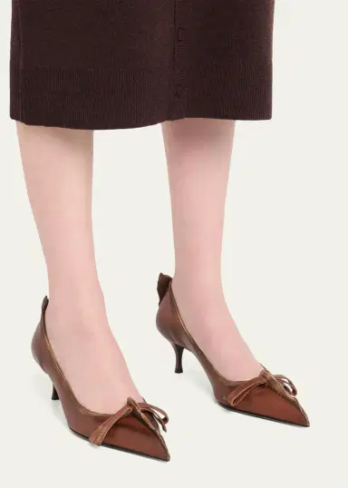 Prada Distressed Leather Pointed-Toe Pumps | Thumbnail 6 Prada Distressed Leather Pointed-Toe Pumps | Thumbnail 6
