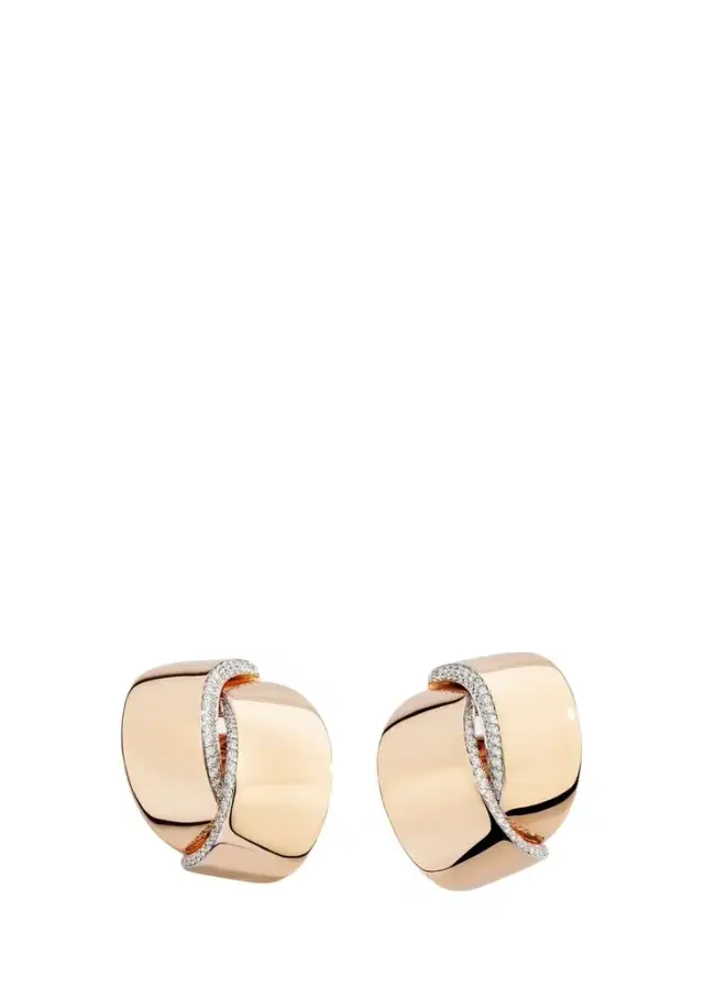 Vhernier 18K Rose Gold Abbracioo Diamond Midi Clip-On Earrings, 0.64tcw