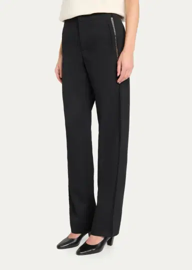 Diotima Trine Handstitched Side Cutout Straight-Leg Trousers | Thumbnail 4