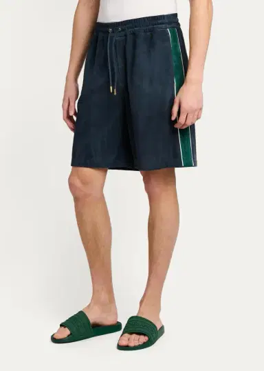 Casablanca Striped Suede Track Shorts | Thumbnail 4