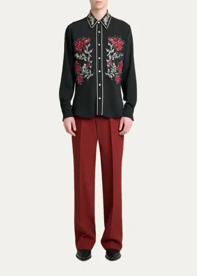 AMIRI Men's Flow Crystal-Embellished Floral Dress Shirt | Thumbnail 2 AMIRI Men's Flow Crystal-Embellished Floral Dress Shirt | Thumbnail 2