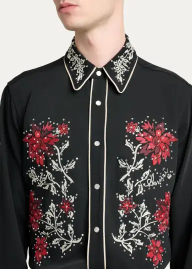 AMIRI Men's Flow Crystal-Embellished Floral Dress Shirt | Thumbnail 5 AMIRI Men's Flow Crystal-Embellished Floral Dress Shirt | Thumbnail 5