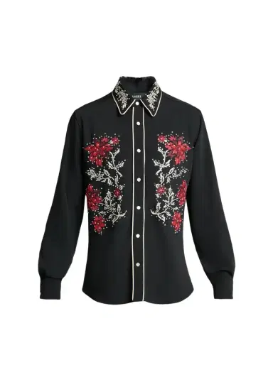 AMIRI Men's Flow Crystal-Embellished Floral Dress Shirt | Thumbnail 1 AMIRI Men's Flow Crystal-Embellished Floral Dress Shirt | Thumbnail 1