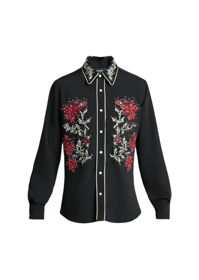 AMIRI Men's Flow Crystal-Embellished Floral Dress Shirt