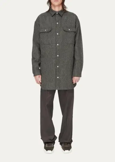 Rick Owens Wool-Blend Tweed Oversized Outershirt | Thumbnail 2 Rick Owens Wool-Blend Tweed Oversized Outershirt | Thumbnail 2