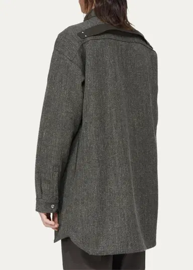 Rick Owens Wool-Blend Tweed Oversized Outershirt | Thumbnail 3 Rick Owens Wool-Blend Tweed Oversized Outershirt | Thumbnail 3