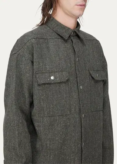 Rick Owens Wool-Blend Tweed Oversized Outershirt | Thumbnail 5 Rick Owens Wool-Blend Tweed Oversized Outershirt | Thumbnail 5