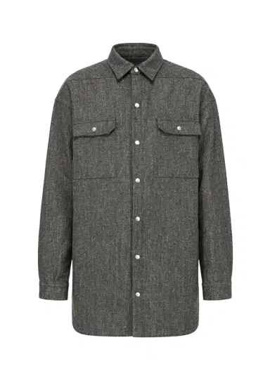 Rick Owens Wool-Blend Tweed Oversized Outershirt | Thumbnail 1 Rick Owens Wool-Blend Tweed Oversized Outershirt | Thumbnail 1