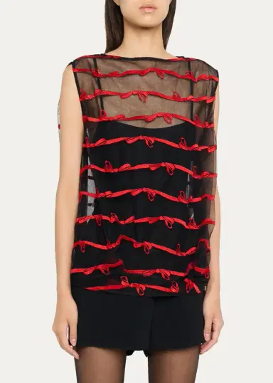 Simone Rocha Bow Embroidered Tulle Boxy Smock Top | Thumbnail 4 Simone Rocha Bow Embroidered Tulle Boxy Smock Top | Thumbnail 4