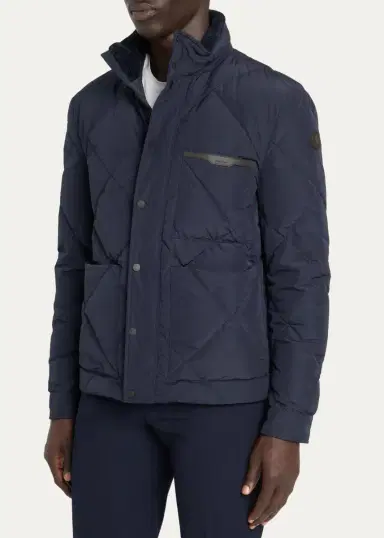 Moncler Grenoble Men's Aquaflect Quilted Leather-Trim Jacket | Thumbnail 4