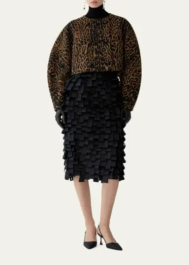 Carolina Herrera Wool Leopard Short Cocoon Jacket | Thumbnail 2 Carolina Herrera Wool Leopard Short Cocoon Jacket | Thumbnail 2