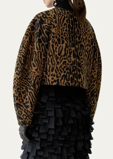 Carolina Herrera Wool Leopard Short Cocoon Jacket | Thumbnail 3 Carolina Herrera Wool Leopard Short Cocoon Jacket | Thumbnail 3