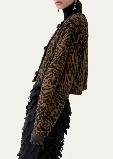 Carolina Herrera Wool Leopard Short Cocoon Jacket | Thumbnail 4 Carolina Herrera Wool Leopard Short Cocoon Jacket | Thumbnail 4
