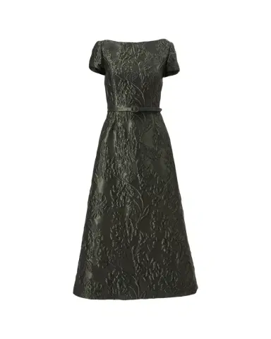 Carolina Herrera Boat-Neck Floral Textured Jacquard Belted Midi Dress | Thumbnail 1 Carolina Herrera Boat-Neck Floral Textured Jacquard Belted Midi Dress | Thumbnail 1