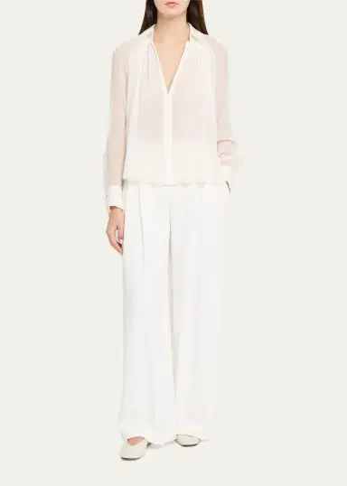 Vince Sheer Gathered Blouse | Thumbnail 2