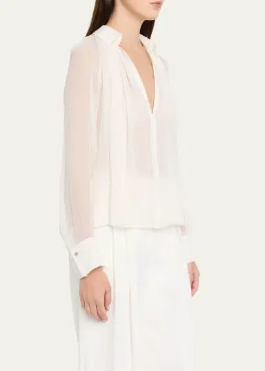 Vince Sheer Gathered Blouse | Thumbnail 4