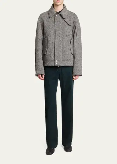 Dries Van Noten Men's Tweed Wool Full-Zip Jacket | Thumbnail 2