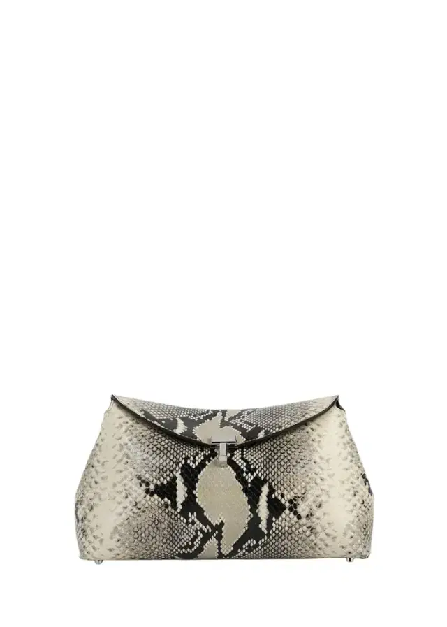 TOTEME T-Lock Python-Print Leather Clutch Bag