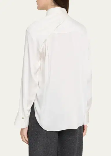 Vince Draped Scarf Silk-Blend Shirt | Thumbnail 3