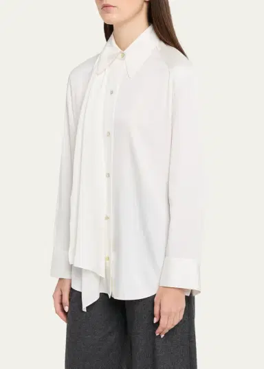 Vince Draped Scarf Silk-Blend Shirt | Thumbnail 4