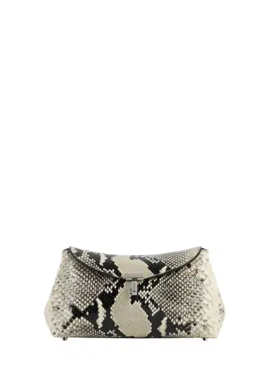 TOTEME T-Lock Mini Python-Print Leather Clutch Bag | Thumbnail 1 TOTEME T-Lock Mini Python-Print Leather Clutch Bag | Thumbnail 1