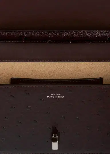 TOTEME T-Lock Ostrich-Embossed Leather Crossbody Bag | Thumbnail 3 TOTEME T-Lock Ostrich-Embossed Leather Crossbody Bag | Thumbnail 3