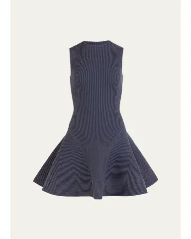 Alaïa Sleeveless English Rib Mini Skater Dress | Thumbnail 2 Alaïa Sleeveless English Rib Mini Skater Dress | Thumbnail 2