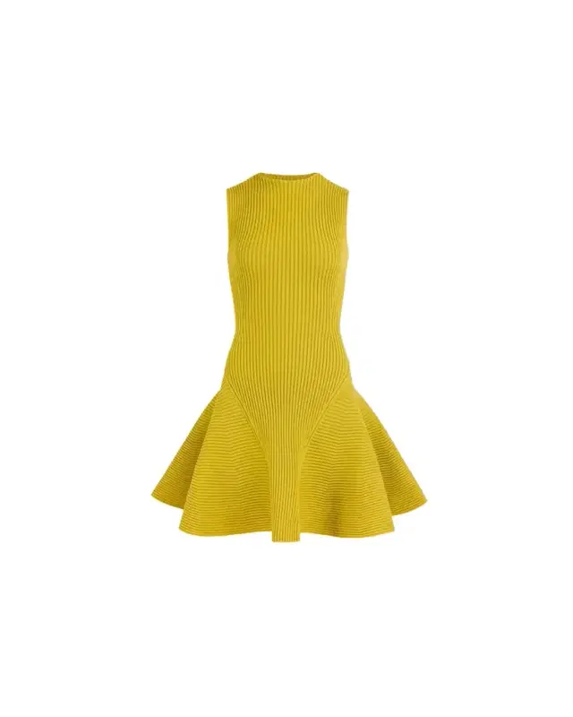 Alaïa Sleeveless English Rib Mini Skater Dress