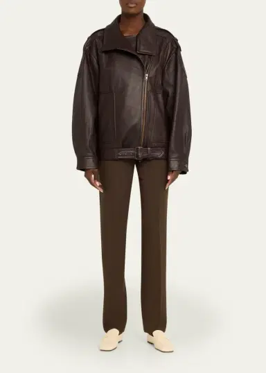 Vince Oversized Leather Aviator Jacket | Thumbnail 2