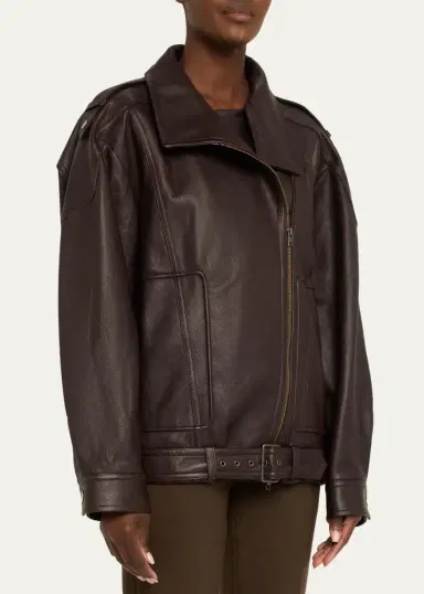 Vince Oversized Leather Aviator Jacket | Thumbnail 4