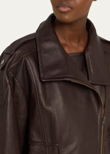 Vince Oversized Leather Aviator Jacket | Thumbnail 5