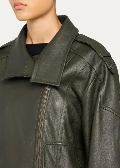 Vince Oversized Leather Aviator Jacket | Thumbnail 9