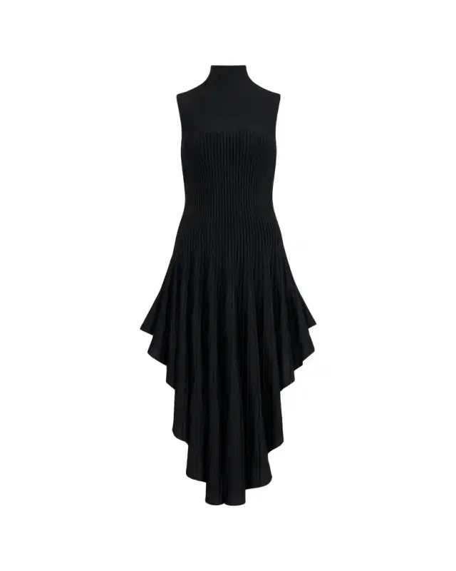 Alaïa Mock-Neck Sleeveless Sculpted Pointed Midi Dress