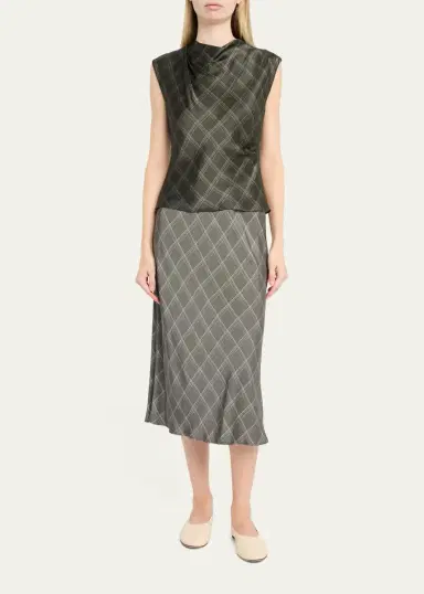 Vince Diamond Plaid Midi Skirt | Thumbnail 2
