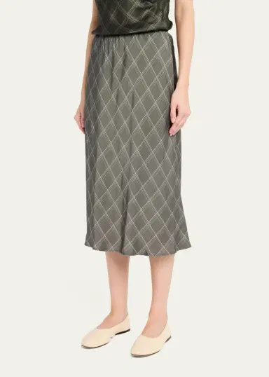 Vince Diamond Plaid Midi Skirt | Thumbnail 4