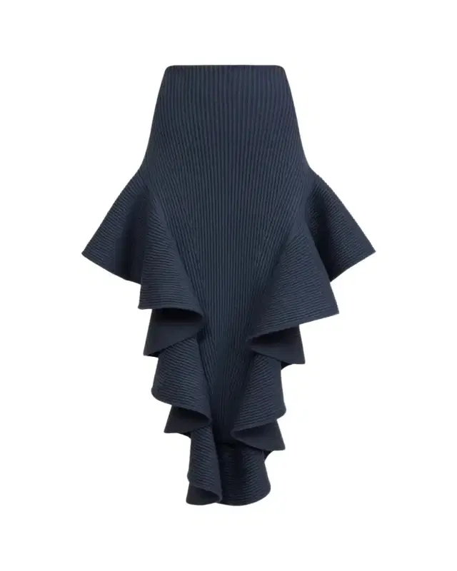 Alaïa Ruffle Pointed Sculpted Midi Skirt