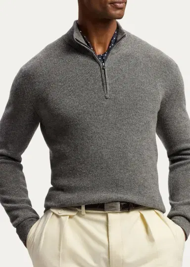 Ralph Lauren Purple Label Men's Textured Cashmere Quarter-Zip Sweater | Thumbnail 4
