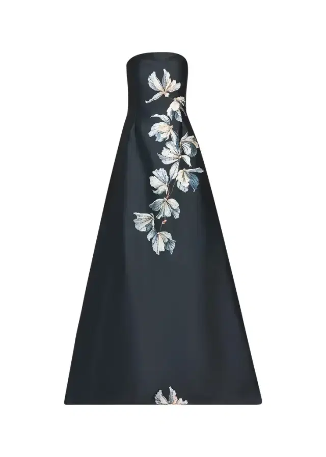 Rickie Freeman for Teri Jon Beaded Floral Mikado A-Line Gown