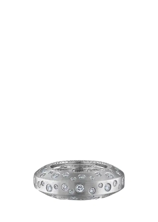 Reza Tour 18K White Gold Diamond Ecrou Satin Ring