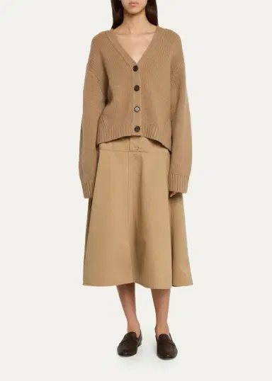 Vince Washed Cotton Twill Full Midi Skirt | Thumbnail 2