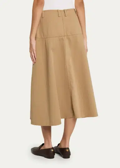 Vince Washed Cotton Twill Full Midi Skirt | Thumbnail 3