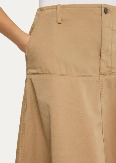 Vince Washed Cotton Twill Full Midi Skirt | Thumbnail 5