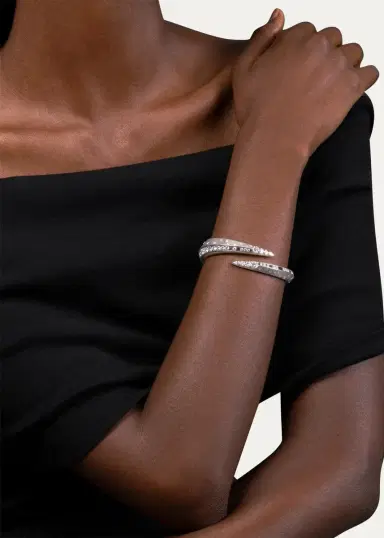Reza Dune 18K White Gold Diamond Eventail Narrow Cuff Bracelet | Thumbnail 2