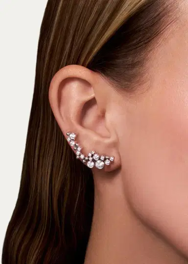 Reza Petillant 18K White Gold Diamond Climber Earrings | Thumbnail 2
