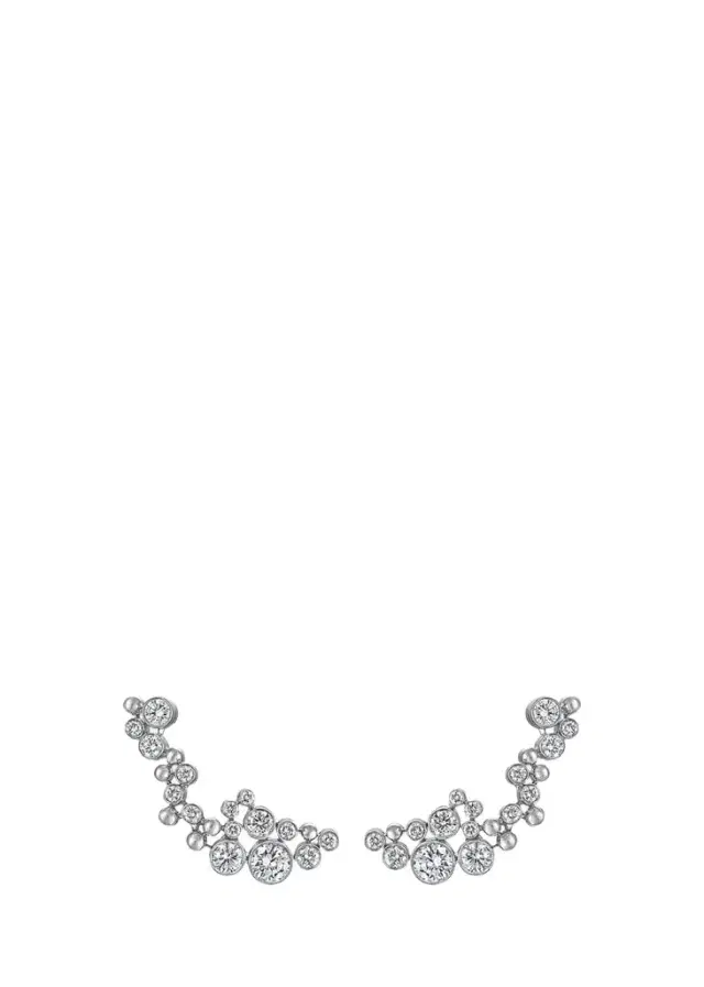 Reza Petillant 18K White Gold Diamond Climber Earrings